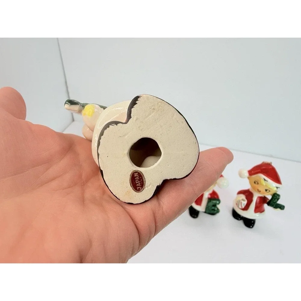 Christmas NOEL Santa Pixie Elf Boys Ornaments Made Japan Vintage Christmas READ